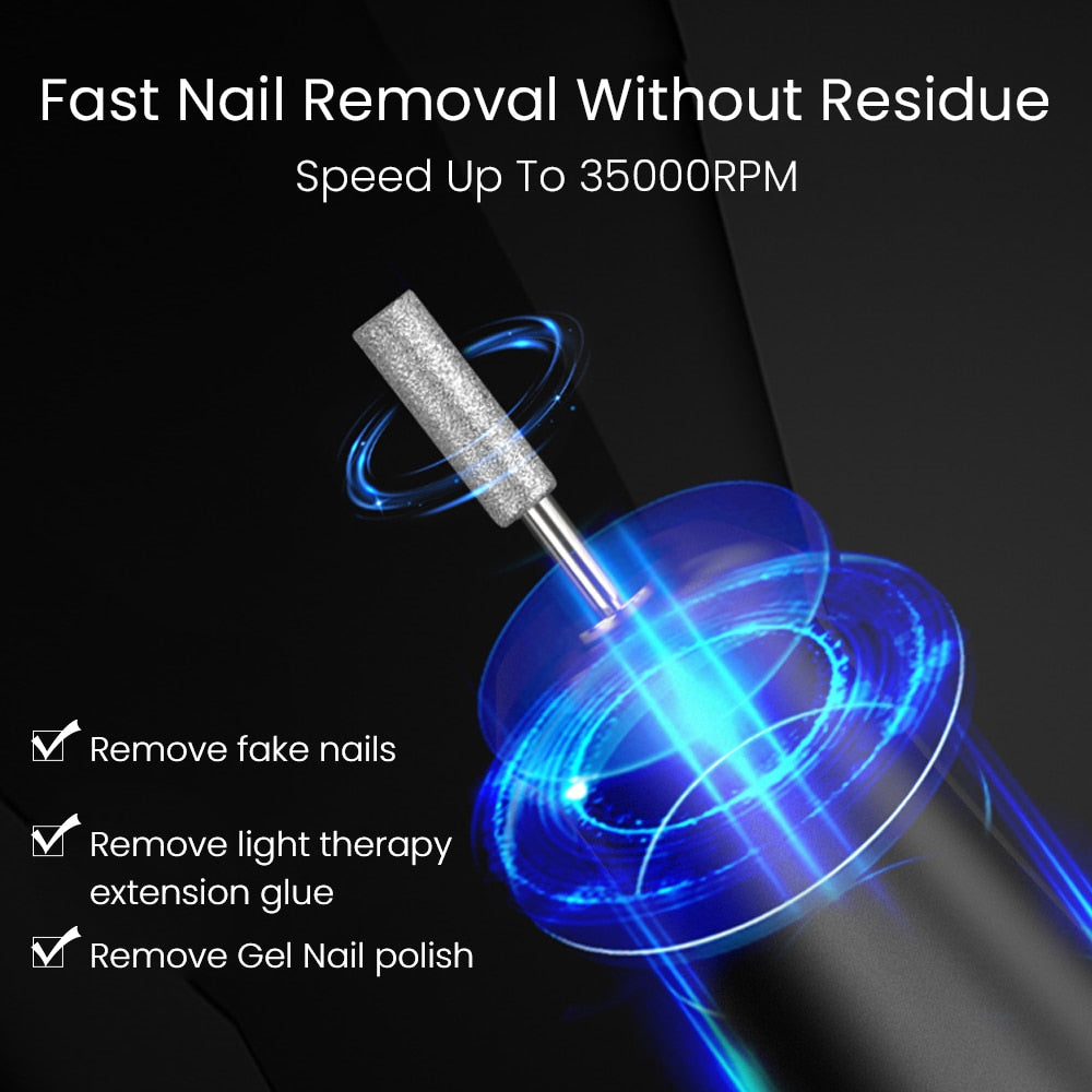 Oklulu Rechargeable 35000RPM Nail Drill Portable E-File with Long Life Battery, Electric Tool for False Nail Extension Nail Gel