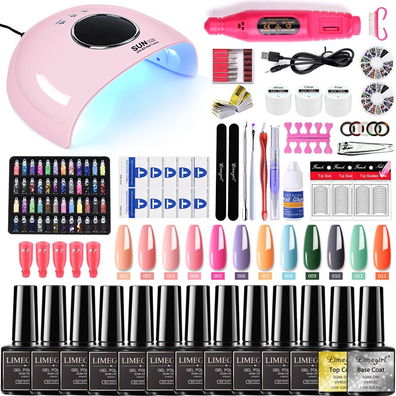 Nail Set Acrylic Nail Kit for Nail Extension Gel Nail Polish Set Quick Building Poly UV Gel Set With LED Nail Lamp Nail Tool Set