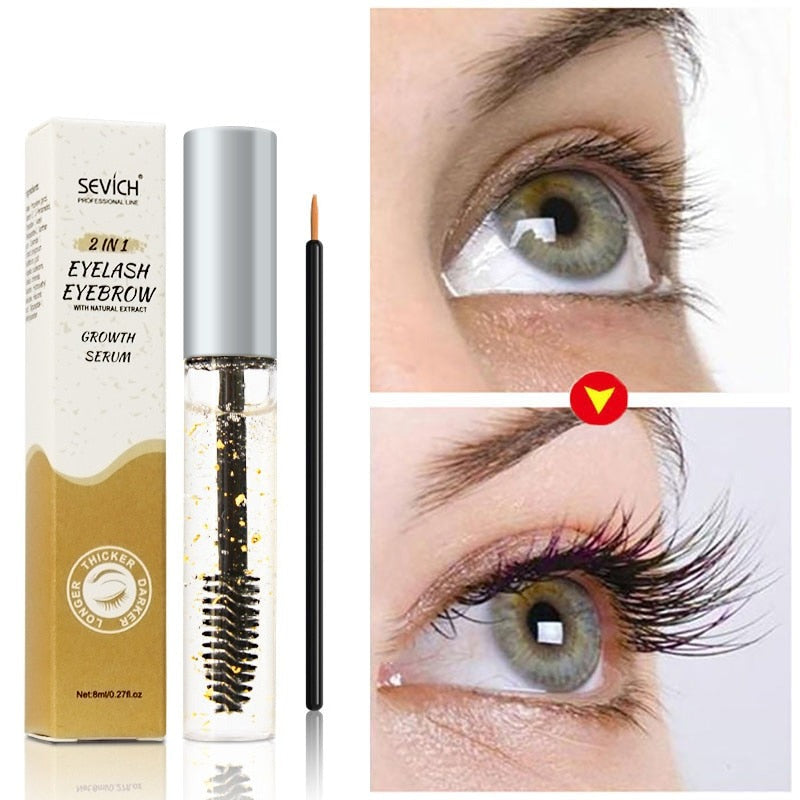 Sevich 2 in 1 Fast Eyelash Serum Growth Products Gold Eyebrows Enhancer Lash Lift Lengthening Thicker Curling Treatment Eye Care