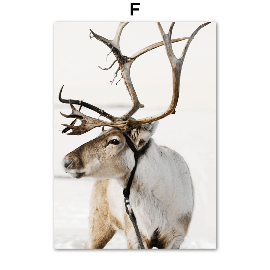 Wall Art Canvas Painting Winter Christmas Tree Deer Heart Pine Livign Room Decoration Posters And Prints Wall Pictures Home Club