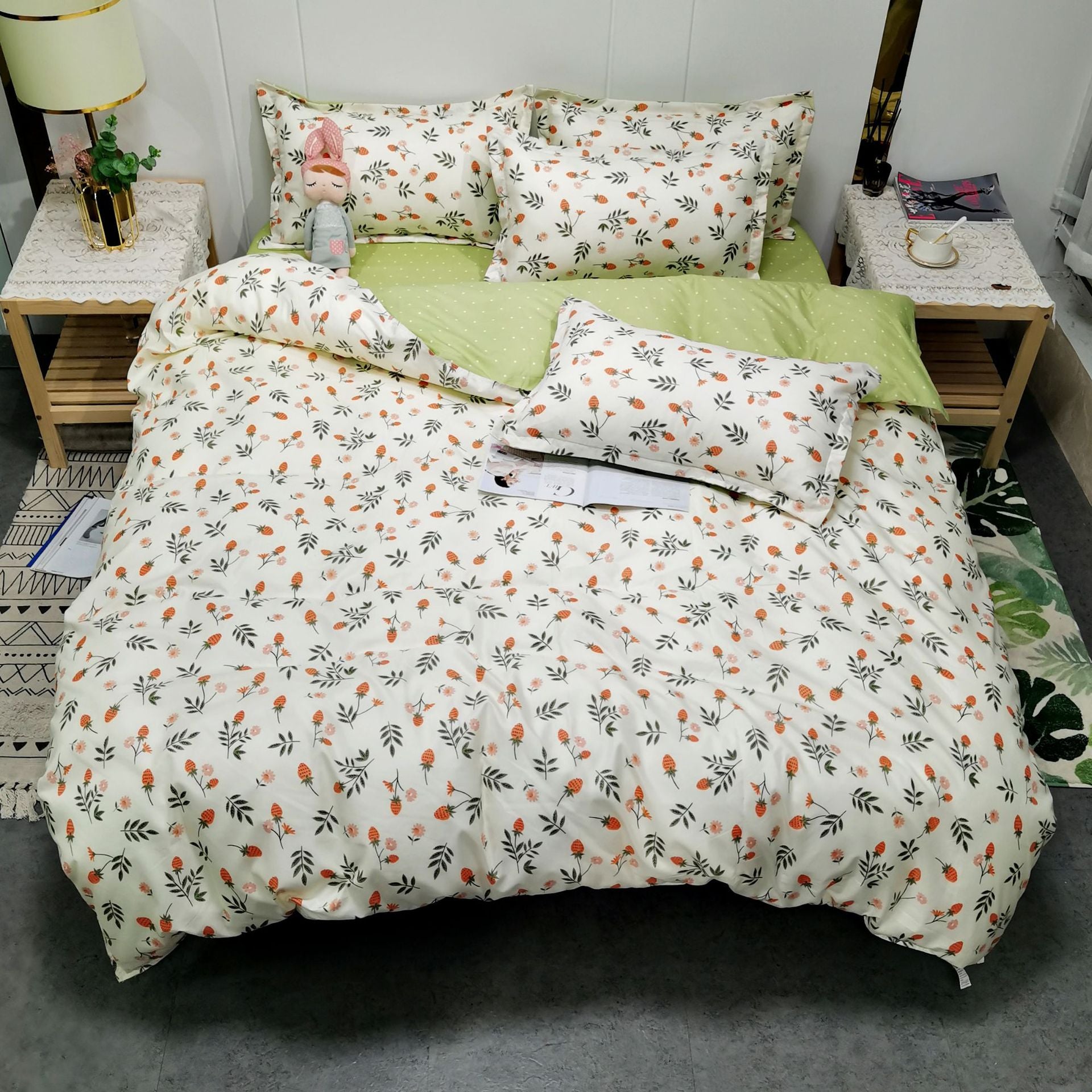 Cute Dinosaur Print Queen Size Bedding Set King Size Daisy Printed  Duvet Cover Set with Flat Sheets Cozy Durable Bedding Sets