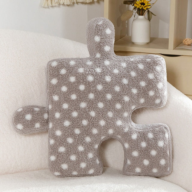 Blacket White Irregular Jigsaw Seat Cushion Chair Soft Back Cushion Home Decor Throw Pillow Comfortable Teddy Velvet Cushions