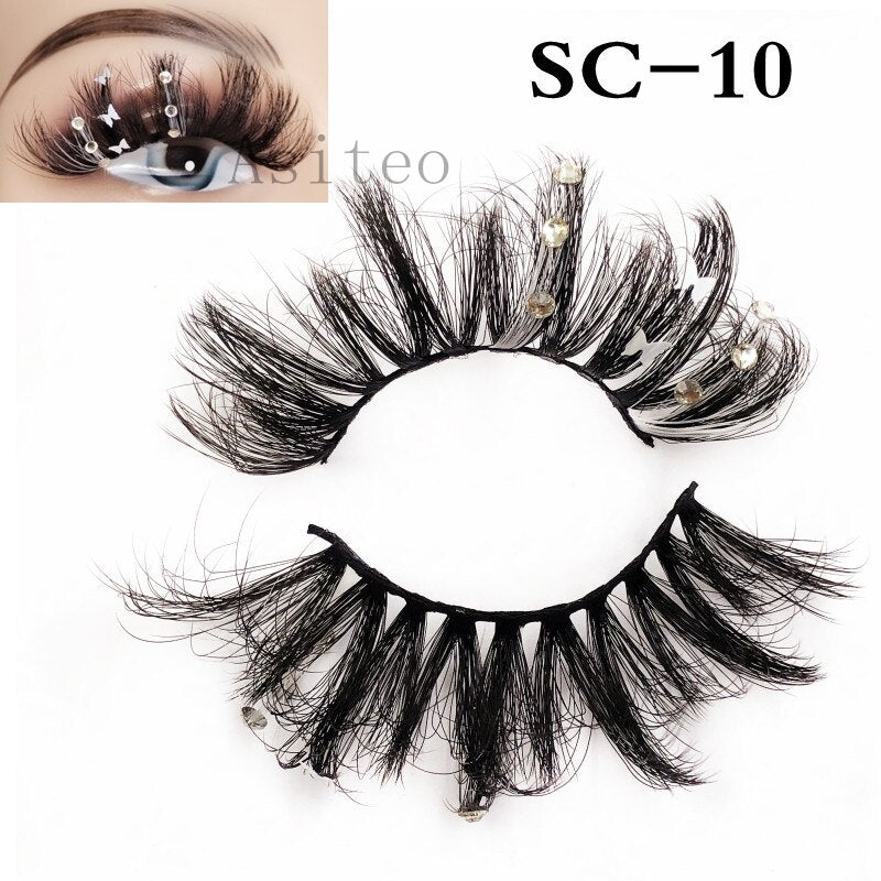 Asiteo Newest Colored False Lashes Rainbow Butterfly Glitter Diamond Sequins Eyelashes Princess 25MM Fluffy for Stage Halloween