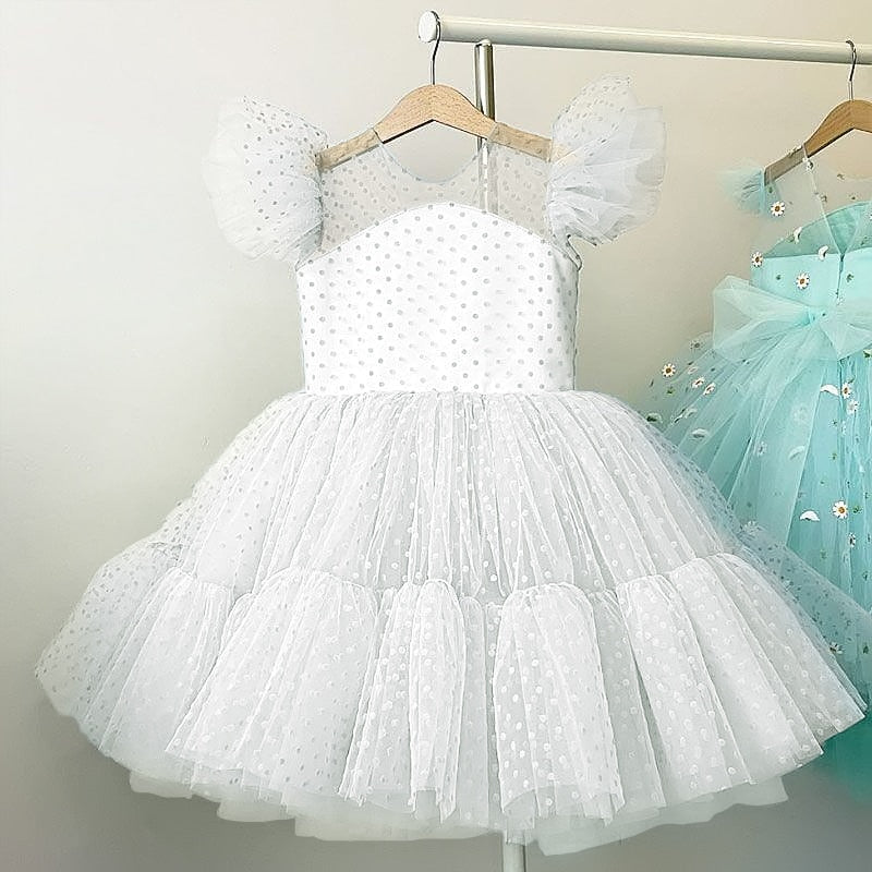 Summer Girl Dress Birthday Party Princess Dress Children  Polka Dots Gown Flower Girl Wedding Tutu Fluffy Dresses Vestidos