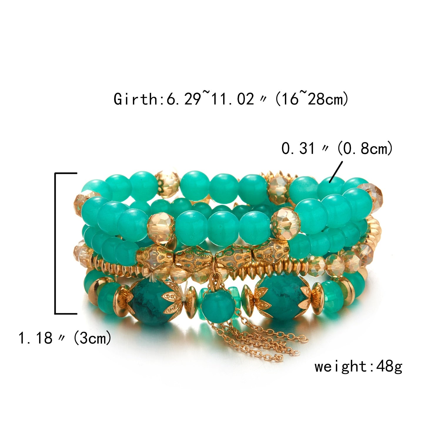 4PCS/Set Boho Geometric Crystal Beaded Bracelet Set For Women MultiLayer Bangles Charm Natural Stone Beach Wedding Party Jewelry