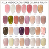 OKLULU 7.3ml Jelly Gel Nail Polish Transparent Nude Manicure Top Coat SemiPermanent Polish Soak Off UV LED Gel Art Nail Varnish