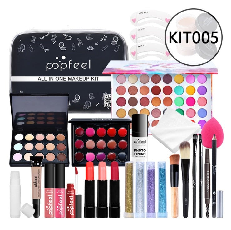 Oklulu ALL IN ONE Full Professional Cosmetics Makeup kit(eyeshadow, lip gloss,lipstick,makeup brushes,eyebrow,concealer)withbag