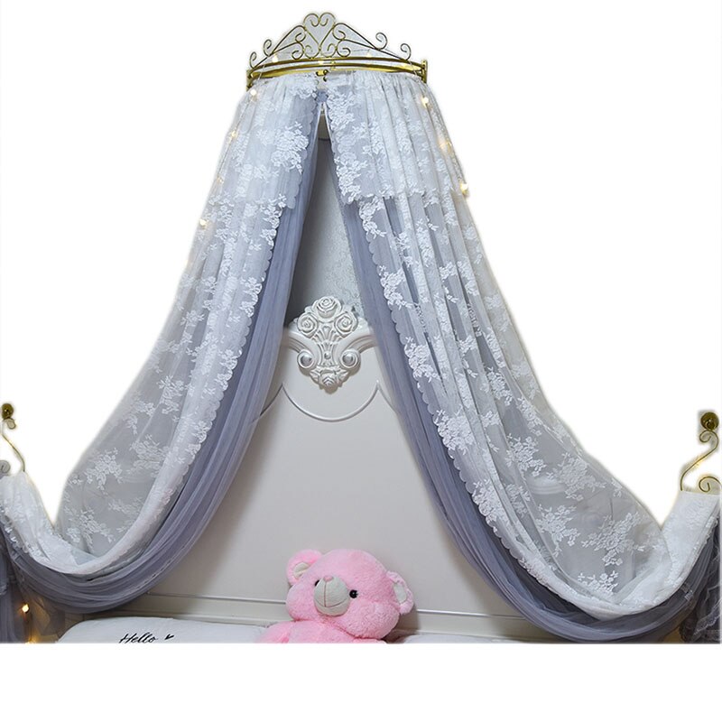 Bed Curtain Bed Curtain Princess Wind Mosquito Net 1.5m Gauze Curtain Gauze Net Crown Rack 1.8m Double Wedding White Pink Lace