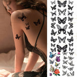 Oklulu Waterproof Temporary Tattoo Sticker 3D Butterfly Fake Tatto Flash Snake Feather Tatoo Body Art RoseTatouage for Girl Women Men