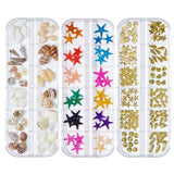 12Grids/Box Summer Marine Natural Nail Charm Design Summer Real Natural Starfish;Shell,Conch, Nail Art Rivet Decoration 2022GU#