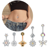 1 Piece Surgical Steel Bee Dragonfly Sunflake Snowflake Navel Ring Sexy for Women Zircon Navel Ring Navel Nail Piercing Jewelry