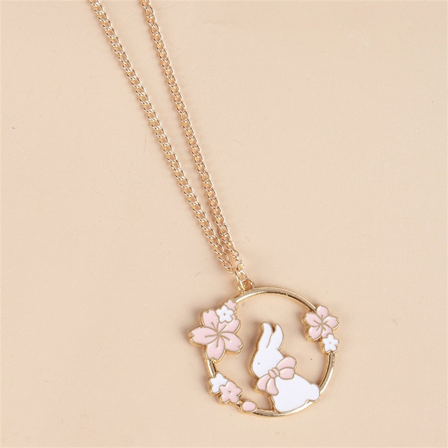 Light Luxury Opal Rabbit Pendant Necklace For Women Chinese Style Rabbit Sitting On Moon Star Animal Choker Trendy Party Jewelry