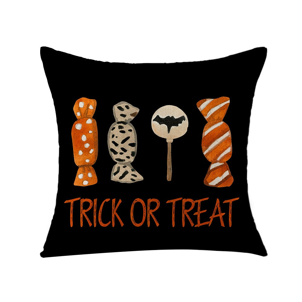 2022 New Linen Halloween Fall Cushion Cover 18Inch Trick or Treat Farmhouse Cat Witch Home Throw Pillow Covers for Couch Decor