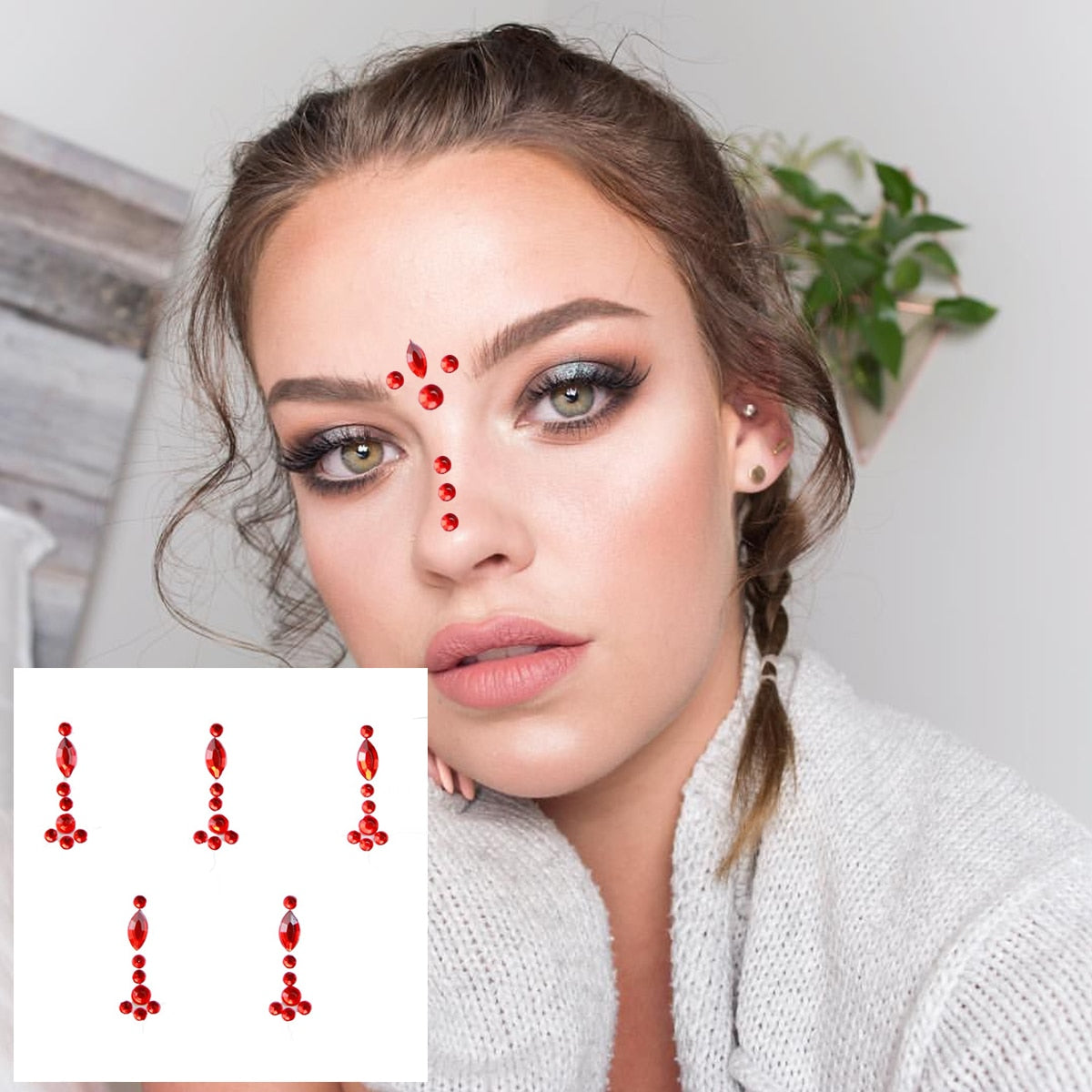 Star Face Gems Temporary Tattoos Eye Eyeliner Tears Crystals Jewels Makeup Sticker Flash Pearl Bindi Dots Jewelry Halloween Rave