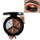 Smoky Eyeshadow Palette Makeup 3 Colors Glitter Shimmer Nude Copper Bronzer Sliver Grey Metallic Cut Crease Eyes Makeup Cosmetic