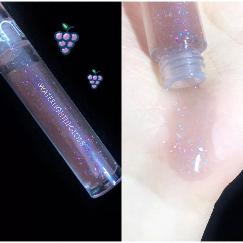 Purple Glitter Water Light Lip Gloss Long-lasting Double-end Lip Glaze Mirror Liquid Lipstick Not Fade Lip Tint Korean Cosmetic