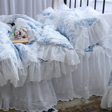 Super Luxury bed set queen size Big lace ruffle designer bedding set Floral bed cotton linen Western Europe bedding sets gift