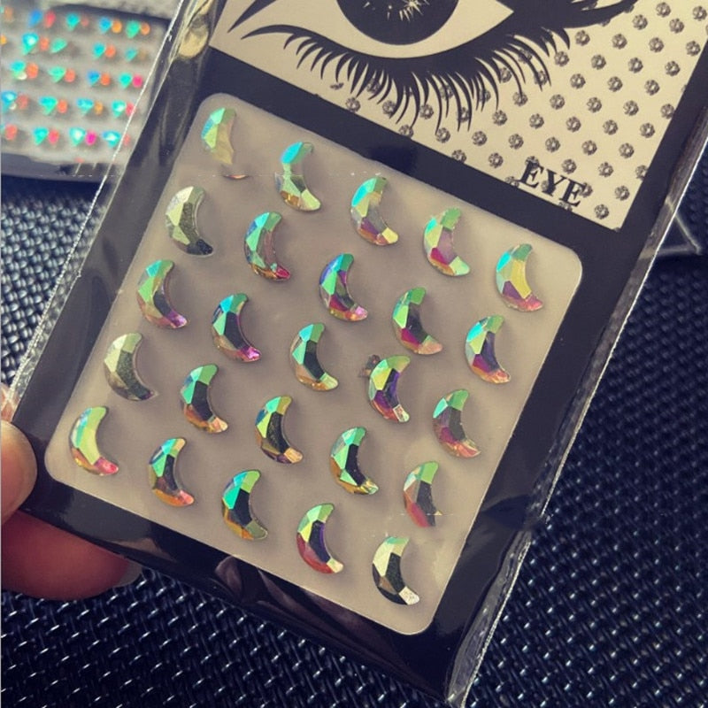 3D Pearl Crystal Face Jewels Fashion Women Tattoo Diamond Makeup Eyeliner Eyeshadow Sticker Halloween Makeup Eyes Sticker