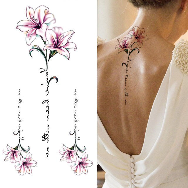 Waterproof Temporary Tattoo Sticker Lotus Pattern Design Body Art Fake Tattoo Flash Tattoo Back Female