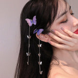Molans New Korean Yarn Elegant Butterfly Hairpin Metal Tassel Long Hairgrips Net Red Party Hair Accessories Combo Hair Clip