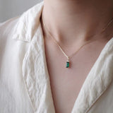 Gold Color Simple Green Zircon Choker Shiny Pendants Necklaces Girl For Gift Fine Jewelry NK143