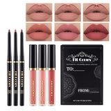 6pcs Professional Lip Liner Pen Waterproof Lipstick Pencil Matte Lip Gloss Set Womens Makeup Liquid Lipstick Nude Brown Lip Tint