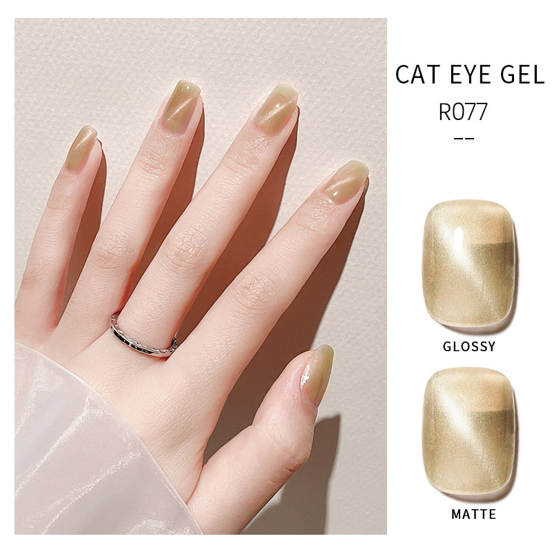 Oklulu 10ml Cat Magnetic Gel Nail Polish Cat Eye Glitter Effect Semi Permanent Soak Off UV Gel Varnish Manicure For Nail Art