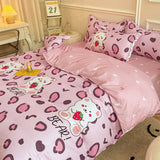 Cute Rubbit Bedding Sets Kawaii Girls Boys Polyester Bed Linen Duvet Cover Flat Sheet Pillowcase Twin Single Full Size Set