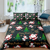 Christmas Bedding Set Twin King Queen Polyester Duvet Cover Set 2/3 Pcs Cartoon Santa Claus Print Pillowcase Bed Cover