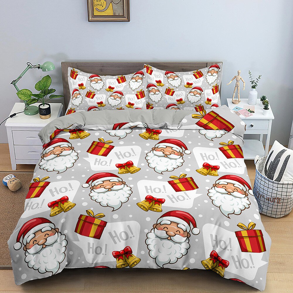 Christmas Bedding Set Santa Claus Duvet Cover with Pillowcase King Queen Single Double Size Kids Polyster Quilt Cover Set