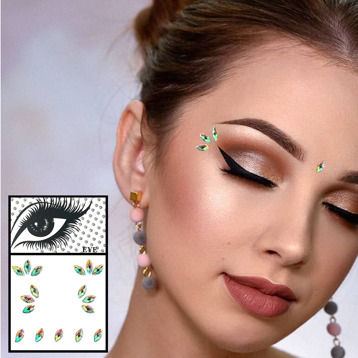 Star Face Gems Temporary Tattoos Eye Eyeliner Tears Crystals Jewels Makeup Sticker Flash Pearl Bindi Dots Jewelry Halloween Rave