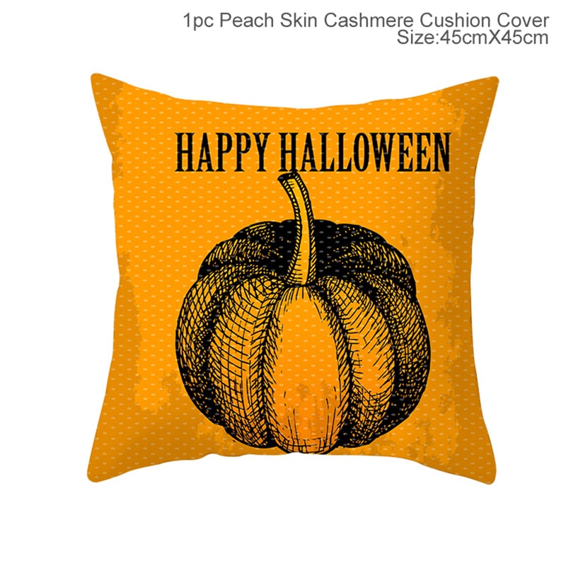 Halloween Cushion Cover Pumpkin Bat Wizard Ghost Halloween Decor For Home Pillowcase Ornament Scary Halloween Party Supplies