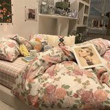 NEW 100% Cotton Peony HomeTextile Flower-covered Duvet Cover and Bedsheet Quilt Cover Soft Luxury Bedding Set Ins Fashion