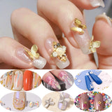 3D Butterfly Zircon Nail Charms Metal Stick Star Heart Design Nail Drill Art Decoration Women Manicure Accessories DIY Acrylic