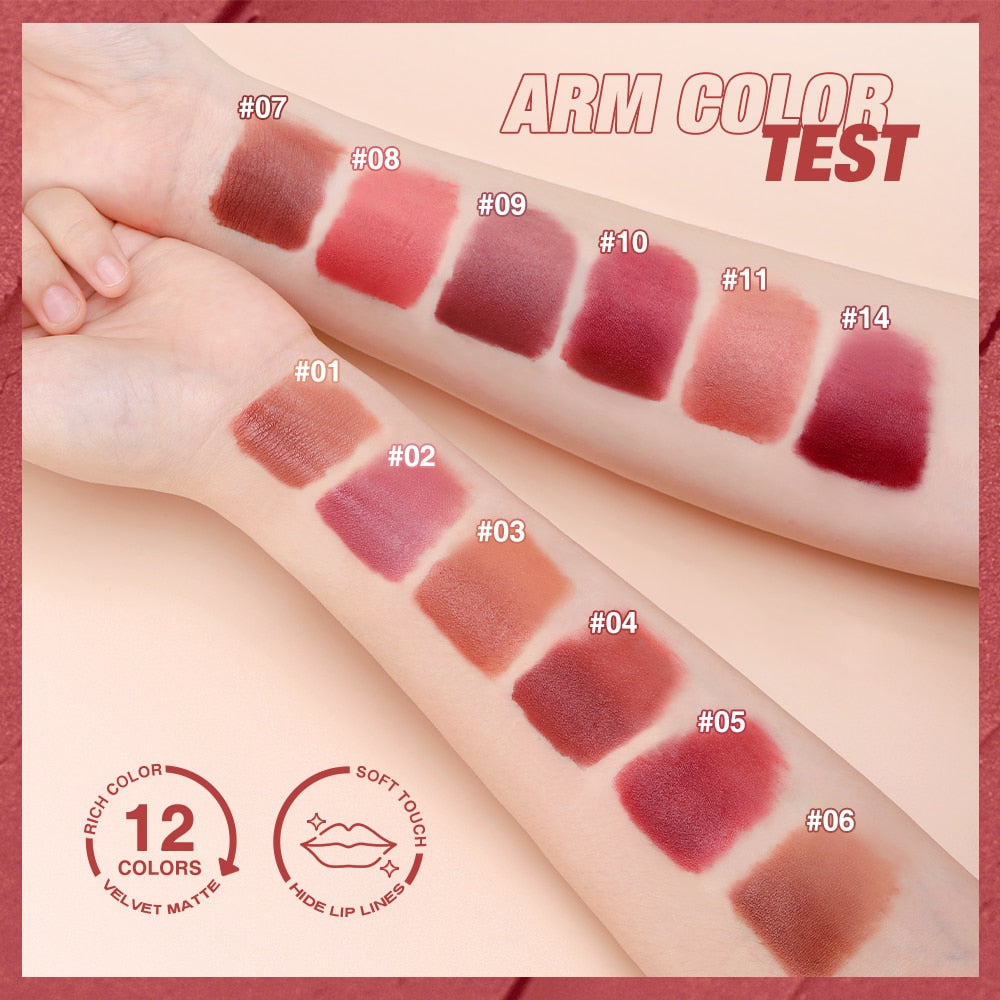 Velvet Matte Lipstick Lightweight Liquid Lipstick Cosmetics Non Sticky Lip Glaze Waterproof Long Lasting Lip Tint Makeup