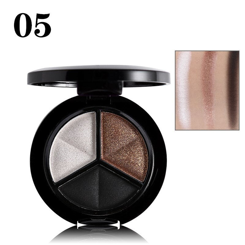 Smoky Eyeshadow Palette Makeup 3 Colors Glitter Shimmer Nude Copper Bronzer Sliver Grey Metallic Cut Crease Eyes Makeup Cosmetic