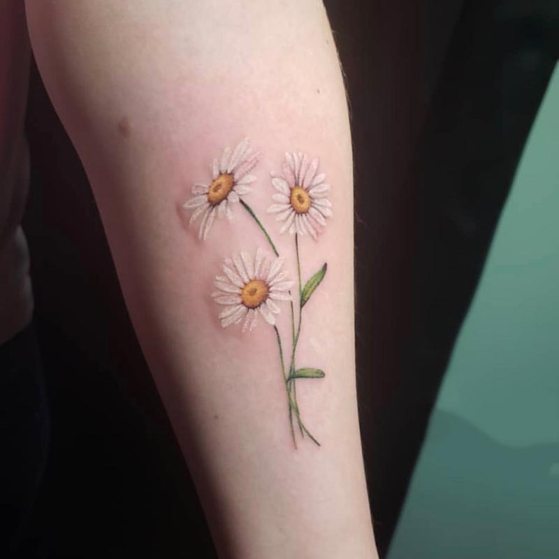 Waterproof Temporary Tattoo Stickers New Craft White Daisy Flower Leaves Tattoo Flash Tattoo Arm Female Male