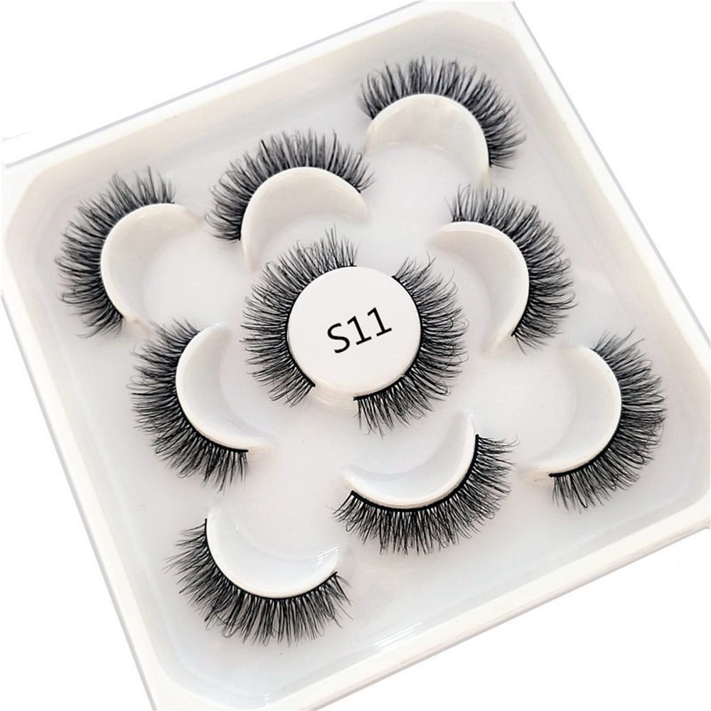 5Pairs 3D Mink False Eyelashes D Curl Fluffy Short Lashes Eyelash Extension Mix Style Handmade Cruelty-free