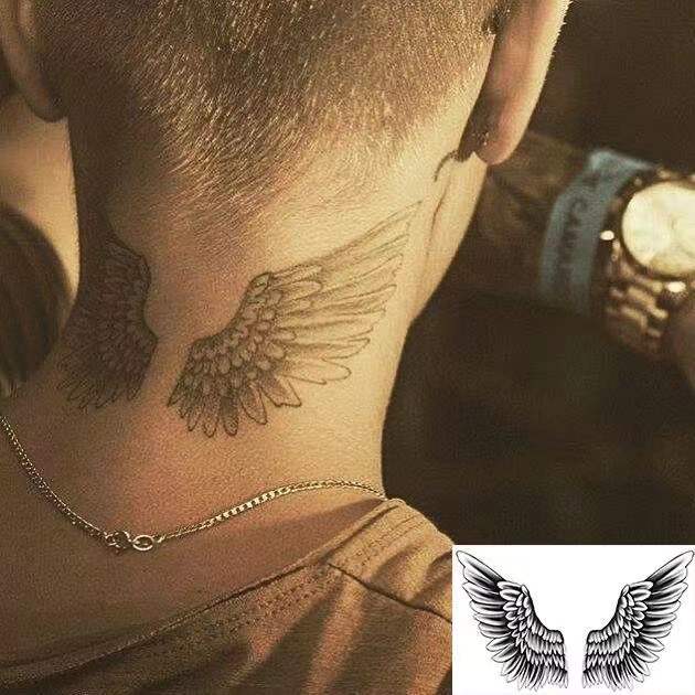 Bieber's ’Wing Angel Waterproof Temporary Tattoo Sticker Flash Tatto Body Art Arm Water Transfer Fake Tatoo Men