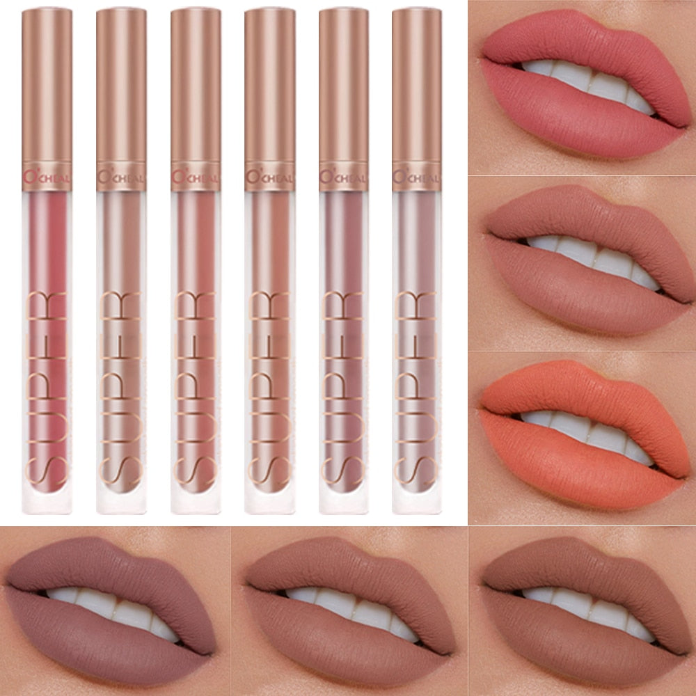 OCHEAL 12 Colors Liquid Lipstick Matte Lip Gloss Cosmetic Lightweight Lip Glaze Long Lasting Lip Waterproof Lips Makeup