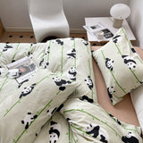 100%Cotton Cute Panda Bed Set Four-piece/Set Duvet Cover/pillowcase/bed Sheet Single Bed/double/King Bed 220x240cm/200x230cm