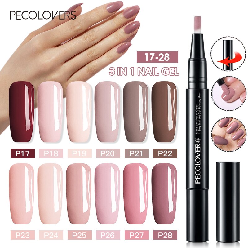 Permanent 3 In 1 Step Nail Varnish Pen One Step Nail Gel Polish Easy To Use UV Gel Painting Glue Nail Accessories