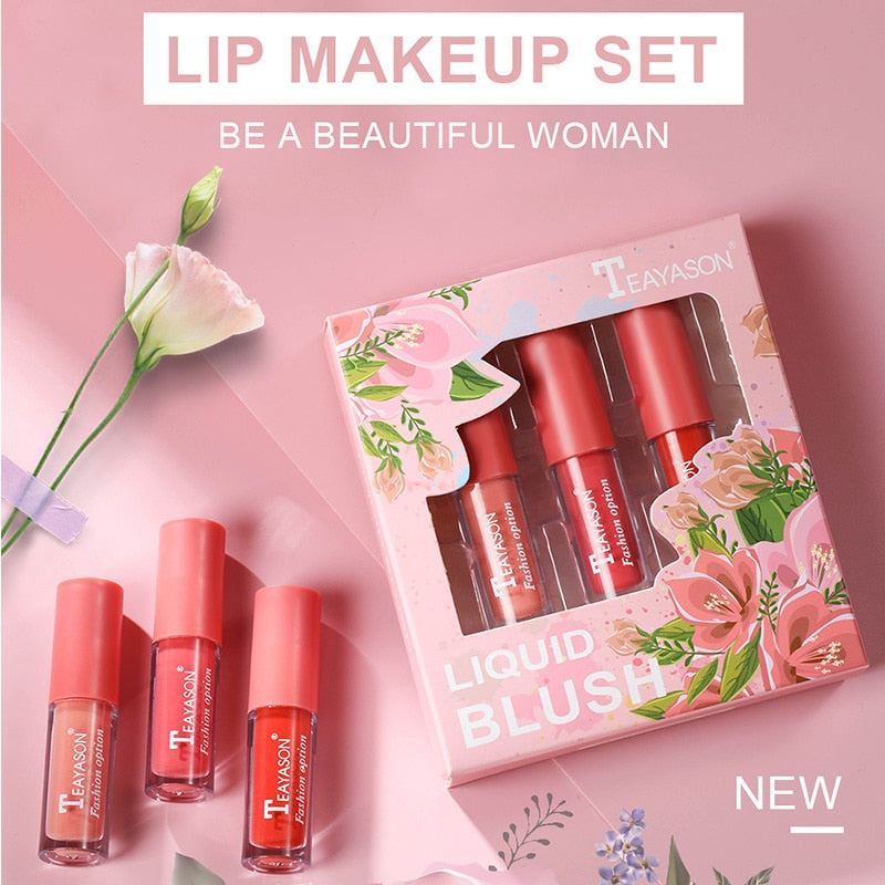 Three Sets Of Boxed Lip Oil Lipstick Lip Gloss Polarized Lip Gloss Blush Box Highlight Set Box Lipstick Set Makeup Wholesale