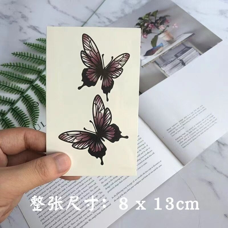 Waterproof Temporary Tattoo Sticker Red Butterfly Pattern Arm Wrist Chest Fake Tattoo Sticker Female Girl Flash Tattoo