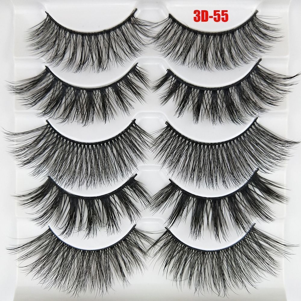 5Pairs 3D Mink False Eyelashes D Curl Fluffy Short Lashes Eyelash Extension Mix Style Handmade Cruelty-free