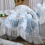 Super Luxury bed set queen size Big lace ruffle designer bedding set Floral bed cotton linen Western Europe bedding sets gift