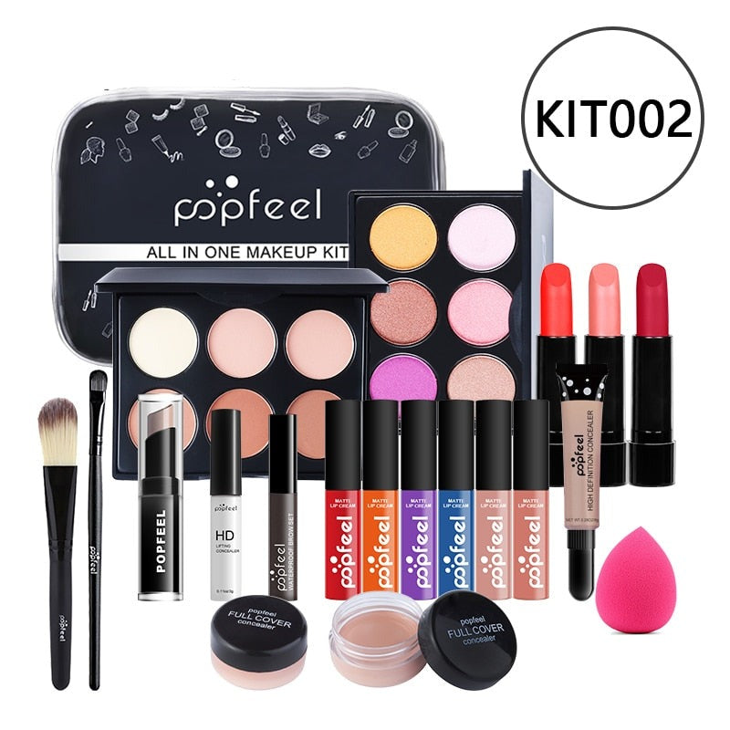 Oklulu ALL IN ONE Full Professional Cosmetics Makeup kit(eyeshadow, lip gloss,lipstick,makeup brushes,eyebrow,concealer)withbag