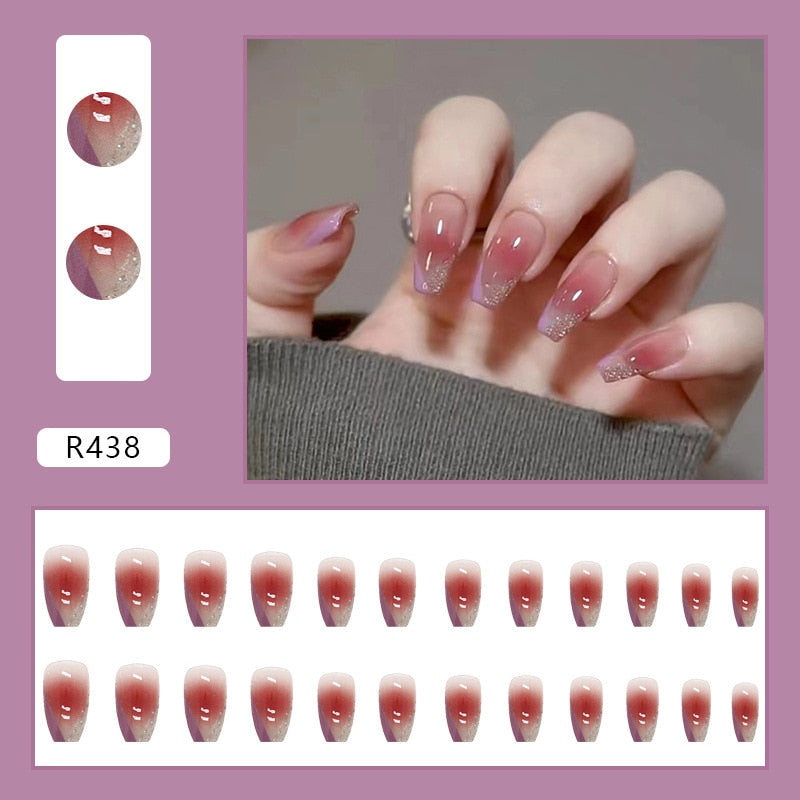 24pcs/Box Artificial Detachable Coffin False Nails Wearable French Fake Nails Super Long Ballerina Press on Nail Art Tips