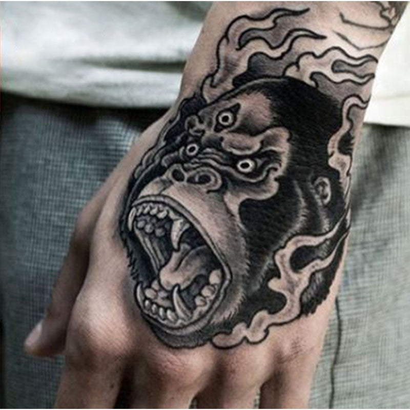 Waterproof Temporary Tattoo Sticker Hand Painted Cool Dark Skull Face Art Water Transfer Fake Tatoo Flash Tatto for Men Women