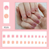 24P  Full Cover Handmade Gradient Blush Double Color False Nails Seamless Removable Fake Nails Ballerina Press on Nail Art Tips